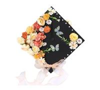 Wsymxuo Chapeau de Remise de Diplôme Décor Fleur Artificielle Papillons Stickers 3D Ensemble Créatif Kit Accessoires Confection Convient à L'Événement Scolair, Orange