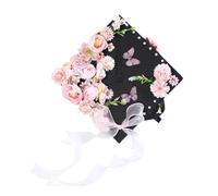 Wsymxuo Chapeau de Remise de Diplôme Décor Fleur Artificielle Papillons Stickers 3D Ensemble Créatif Kit Accessoires Confection Convient à L'Événement Scolair, Rose