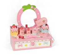 Wsymxuo Coiffeuse Princesse Rose Décors Fraise Coiffeuse Princesse Accessoires Miniatures Table Maquillage Enfant pour Enfants, Déguisement