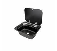 Wsymxuo Évier Carré à Couvercle Qualité Alimentaire Évier Rabattable En Acier Inoxydable Robinet Rotatif 360° Lavabo Compact pour Aménagement, Évier