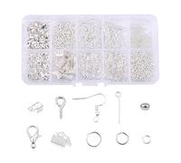 Wsymxuo Kit de Création de Boucles D'oreilles avec Apprêts, Outils, Anneaux de Jonction, Tiges D'oreilles et Embouts de Ruban pour La Création de, ARGENT