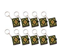 Wsymxuo Lot de 10 Mini Porte-clés Coran en PVC, Pendentifs Religieux, Idéaux pour Décorer Un Sac Cadeau Musulman Ou Une Voiture, Vert, 3,5 x 4 cm