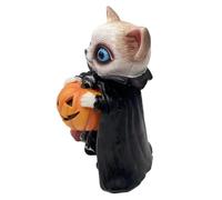 Wsymxuo Statuette Animale Décorative Originale pour Halloween, Sculpture de Bureau pour étagère Intérieure, Chat, 7cmx6cmx10cm