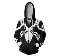 Wsysnl Venom Space Spider Cosplay - Sweat à capuche et fermeture éclair style 3D unisexe pour adulte - Noir - XXX-Large, Noir , 3XL