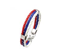 WSZJLN Bracelet coloré en cuir PU pour homme et femme Motif drapeau national de l'Espagne et de l'Allemagne, de la France, de l'Italie, de l'Argentine, de la Russie
