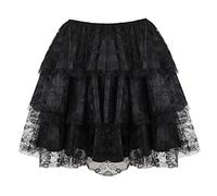 WSZJLN Femmes Sexy Dentelle Florale Maille Tulle Mini Jupe Plissée Jupe À Volants en Couches Showgirl Partie De Mode Jupes De Danse Match Corsets-7006noir, 6XL