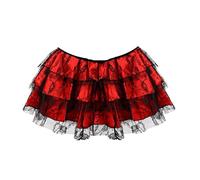 WSZJLN Femmes Sexy Dentelle Florale Maille Tulle Mini Jupe Plissée Jupe À Volants en Couches Showgirl Partie De Mode Jupes De Danse Match Corsets-7006rouge, 6XL