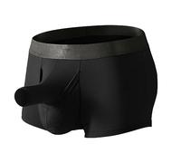 WSZJLN sous-vêtements Sexy pour Hommes, Culotte Gaine pour pénis, Longue Pochette en éléphant, Boxer, Lingerie, caleçon-Noir-XL