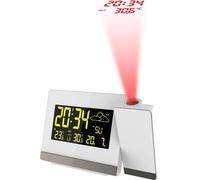 WT 549 - Réveil de projection avec horloge radio DCF-77, affichage de l'heure 12/24h, affichage de la date et du jour de la semaine et affichage de la température
