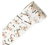 WT Ruban washi large pré-découpé rosé, rouleau unique, motifs originaux, motif floral blush et écriture manuscrite, ruban décoratif japonais, journal intime, scrapbooking, planificateur, loisirs