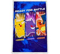 WT&T Plaid en sherpa Pokémon emblématique 100 x 150 cm - Pikachu et Dracaufeu