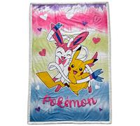 WT&T Plaid sherpa 100 x 150 cm Pokémon Pikachu et Bulbizarre