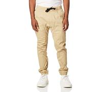 WT02 Pantalon de Jogging en Couleurs Unies Basiques et Tissu sergé Extensible décontracté, Kaki Clair, XL Homme