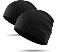 WTACTFUL 2pcs - Rafraîchissant Bonnet d'été Cyclisme Homme - Bonnet Crâne Léger avec Protection UV - Séchage Rapide pour Vélo, VTT, Randonnée, Course à Pied et Tous Sports Noir + Noir