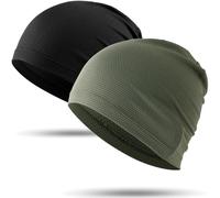 WTACTFUL 2pcs - Rafraîchissant Bonnet d'été Cyclisme Homme - Bonnet Crâne Léger avec Protection UV - Séchage Rapide pour Vélo, VTT, Randonnée, Course à Pied et Tous Sports Noir + Vert Militaire