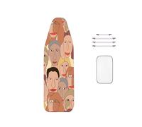 WTAIS Coton - Housse de Table à Repasser, 160x60cm, Extra Large, 2 Couches D'éPaisseur - Couverture Planche à Repasser, avec Filet Thermo-Isolant Et Fermetures