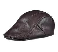 WTAXBH Casquette Plate pour Homme New Genuine Leather Windproof Duckbill Berets Man Cap Cowhide Gorras Black Ear Protection Casquette Hats for Male Drake Boina(Brown,XXL59-60cm)