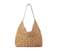 WTAXBH Sacs en Tressée Grand sac fourre-tout en paille tissée à la main for femme, idéal for les vacances d'été ou les festivals(Pure card color)