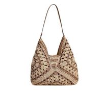 WTAXBH Sacs en Tressée Grand sac fourre-tout en paille tissée à la main for femme, idéal for les vacances d'été ou les festivals(Rice brown)