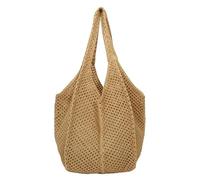 WTAXBH Sacs en Tressée Sac fourre-tout en crochet for femme, sac tricoté tendance, grande capacité, tissé, à bandoulière, couleur unie, simple, for l'été et la plage(Brown)