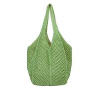 WTAXBH Sacs en Tressée Sac fourre-tout en crochet for femme, sac tricoté tendance, grande capacité, tissé, à bandoulière, couleur unie, simple, for l'été et la plage(Green)