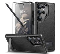 WTCASE Étui magnétique Puissant en Cuir pour Samsung Galaxy S25 Ultra, Compatible avec MagSafe, étui de téléphone Fin et réglable avec béquille pour Samsung S25 Ultra (Noir)