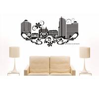 WTD e854 Sticker mural décoratif Motif Offenbach am Main Noir 96 x 51 cm