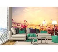 WTD Mantiburi Papier peint photo non tissé Motif Champ de fleurs 375 x 250 cm (avec colle) - Papier peint non tissé Panoramique Mural - Prêt à être monté