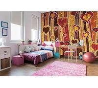 WTD Mantiburi Papier peint photo non tissé Motif cœurs romantiques 375 x 250 cm (avec colle) - Tapisserie Murale Papier peint non tissé - Papier peint mural - Prêt à être monté