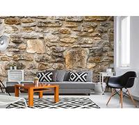 WTD Mantiburi Papier peint photo non tissé Motif mur de pierre rustique 375 x 250 cm (avec colle) - Papier peint non tissé - Papier peint mural - Papier peint mural - Prêt à être monté