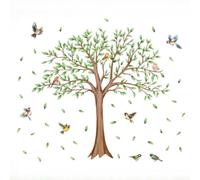 WTD Mantiburi Sticker mural décoratif en PVC pour salon, chambre à coucher, chambre d'enfant Motif branche d'arbre et oiseaux