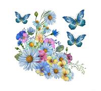 WTD MS4137A Sticker mural décoratif pour salle de bain, WC et surfaces lisses Motif floral