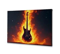 WTD Toile décorative Motif guitare flamboyante contre le ciel étoilé 30 x 40 cm