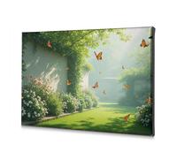 WTD Toile décorative Motif papillons flottant dans un jardin serein 30 x 40 cm