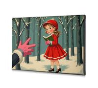 WTD Toile décorative pour salon Motif A Girl in Red Read To A Giant Hand 40 x 60 cm