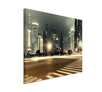 WTD Urbane Fotographie Toile décorative représentant des lumières de la ville de Shanghai, Chine sur toile, Toile, 120 x 80 cm