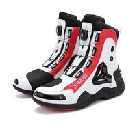 WTDXSPS Bottes de Moto imperméables et Respirantes, Chaussures de Moto Super Protection, Bottes d'équitation de Moto, Chaussures exceptionnelles pour Le Motard passionné(White,41 EU)