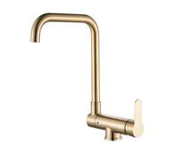 WTEPNQQDI Robinet d'évier de Cuisine for Bar Farmhouse Commercial, Robinet Rotatif à fenêtre intérieure, d'eau Chaude et Froide Rabattable, mitigeur Noir Basse(Brush Golden)