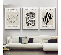 WTEVMAIY Picasso Matisse - Impression sur toile noire et blanche - Décoration murale abstraite pour salon - Sans cadre - 50 x 70 cm x 3 pièces, pour Chambre