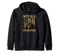 WTF Is A Kilometer Abraham Lincoln Drapeau américain du 4 juillet Sweat à Capuche