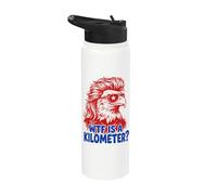 WTF Is A Kilometer Funny Patriotic Eagle USA Humor Stainless Steel Insulated Water Bottle