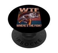 WTF Où est le poisson, pêcheur amusant, pêche, poisson bar PopSockets PopGrip Interchangeable