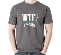 WTF Où Est Le Poisson Pêcheur Tee Shirt Col Rond Sportswear Manches Courtes T-Shirts pour Yoga Gym Fitness M