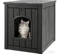 WTFGO Enclos de litière pour chat d'extérieur en plastique résistant aux intempéries - Multifonctionnel - Pour salon, jardin, terrasse, noir