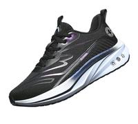 Wtharosa Chaussures de Course Grande Taille Unisexes Légères Respirantes Semelle Amortie Design Tendance pour Sport et Jogging,Noir,43 EU