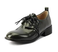 Wtharosa Chaussures Oxford À Carreaux pour Femme Bout Rond Talon Moyen Carré À Lacets pour Travail Et Sorties du Week-End Tige en PU Confortable Semelle,Vert,44 EU
