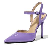 Wtharosa Escarpins Femme Violet Soirée Slingback Bout Pointu | Bride élégante,talon 10,5cm,aspect verni,mariage,réception,soirée