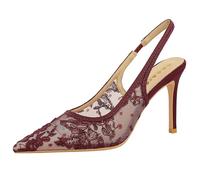 Wtharosa Talons Slingback Dentelle Légers Bout Pointu Stiletto Escarpins Confortables Mesh Respirant Chaussures Habillées pour Port Prolongé Invitée De Mariage Et Fête,Burgundy,39 EU