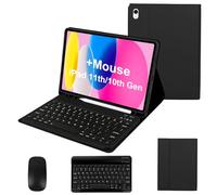WthGrop Étui avec clavier avec souris pour iPad 10{^>e<^} génération 2022/A16) 11e génération 2025 avec clavier - Sans fil - Amovible - Housse de clavier Bluetooth avec porte-crayon pour iPad 11" 11e