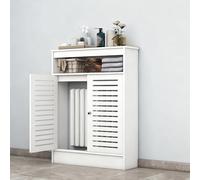 WTJDCCY Cache Radiateur Ajustable Blanc, Double Étagère Rangement, Isolation Thermique, Couvre Radiateur pour La Maison ou Le Bureau, Montage Facile(80x90x20cm/31x35x8in)